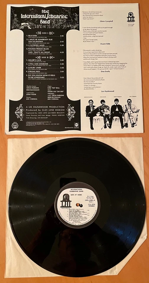 THE INTERNATIONAL SUBMARINE BAND Safe at Home LHI 12001 1968 PROMO LP Parsons EX - Image 2 of 3