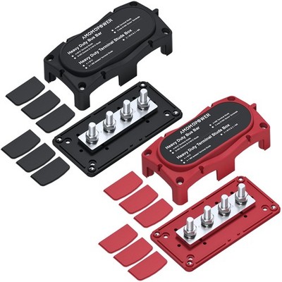 2Pcs 300A Busbar 12-48V DC Heavy Duty Copper Power Distribution Block 4 X M8 ...