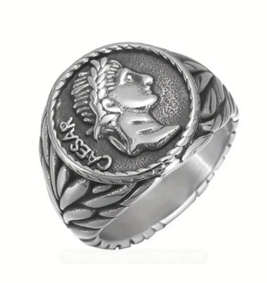 Herren Ring , Vintage Römischer Caesar-Ring, Edelstahl , Gr: 12/67(21,30mm)