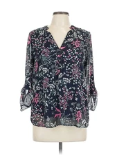 Collective Concepts Women Black 3/4 Sleeve Blouse L