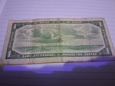 1954 Canada One Dollar Banknote Queen Elizabeth II Torn