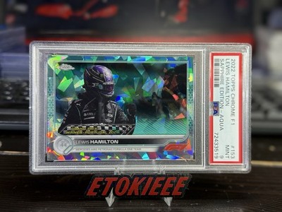 Lewis Hamilton 2022 Topps Chrome F1 #153 Driver# 44/99 Aqua Sapphire - PSA 9