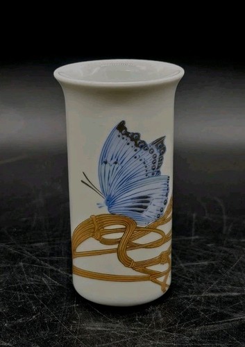 Alain LaFoll Rosenthal Studio Line Germany Blue Pigeon Butterfly Vase 3½"x2"