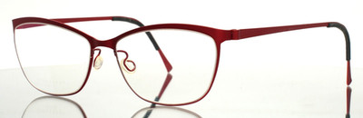 LINDBERG Strip 9584 Col U33 Red Womens Semi Cat Eye Eyeglasses 53-15-135 B:36