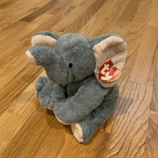 Vintage 2002 Ty Pluffies Winks Elephant Gray Pink Stuffed plush chamois soft 9