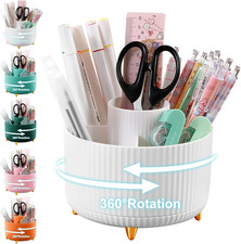 Pencil Holder For Desk,5 Slots 360 Degree Rotating Desk Organizers And Accessori