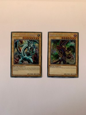 2x Yugioh Karten: Dunkler Magier & Blauäugiger weißer Drache (CT14-DE001/02)