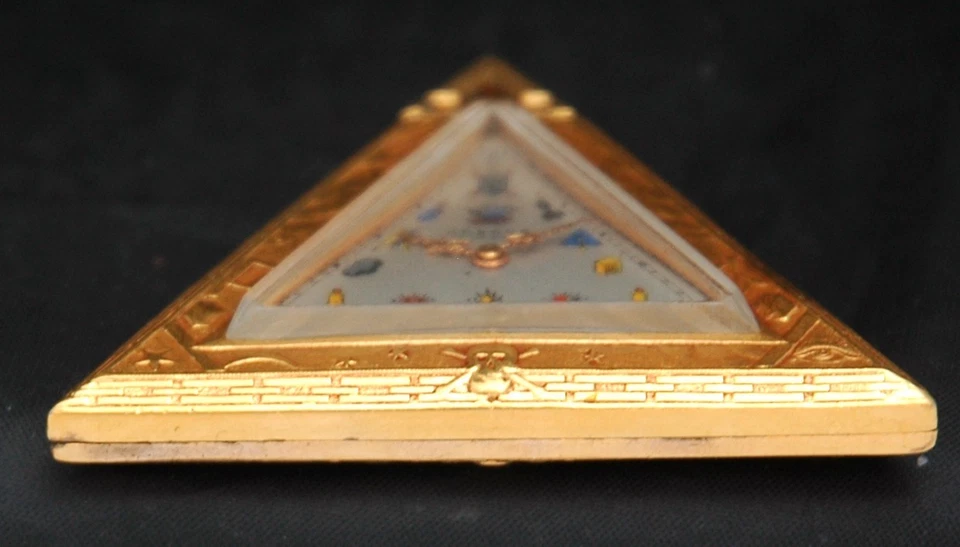 RELOJ BOLSILLO ARBACO MASÓNICO Fino Relleno de Oro Triangular 17 Joyas Triángulo Suizo Foto 4 de 4