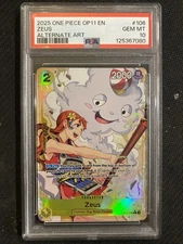 2025 One Piece A Fist of Divine Speed Zeus Alternate Art #OP11-106 PSA 10