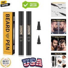 Beard Pencil Filler Kit - 4 Tip Pen and Brush for Men, Facial Hair Enhancer a...