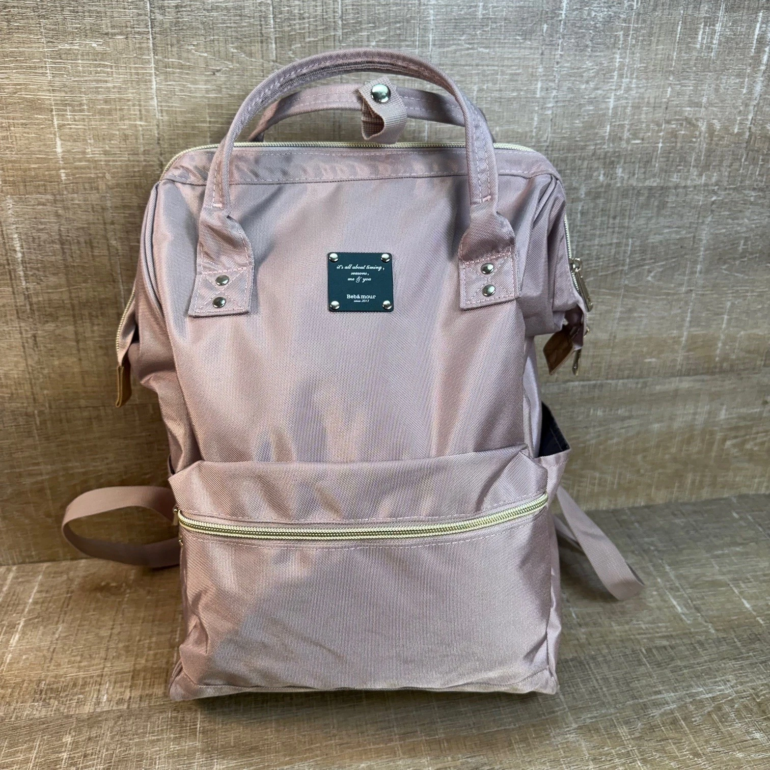 Bebámour Wide Open Diaper Bag Backpack Pink Baby Travel Tote Shoulder
