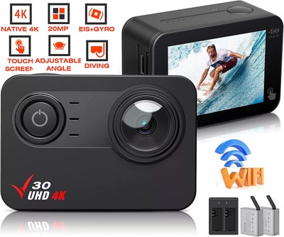 Campark 4K Action Camera 20MP EIS Touch Screen WiFi Waterproof Sport Camcorder