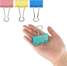 Extra Large 2-Inch Colored Binder Clips, 12-Pack Pink, Blue, Green, Yellow 