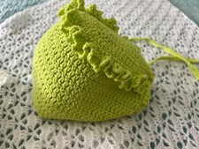 Hand Knitted Soft Cotton Baby Bonnet 0-6mo .