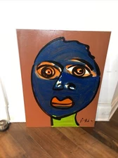 Peter Keil Large Abstract Painting COA Modern Art 32”X 24” Blue Face