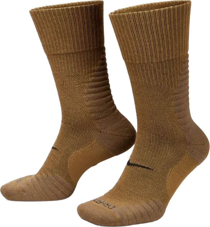 Nike Outdoor Adult Lichen Brown Crew Wool Cushion Durable Support Socks Sz M 6-8