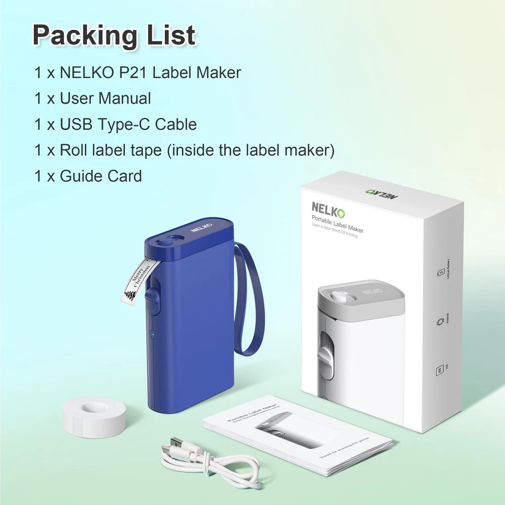 Bluetooth Label Maker P21 Wireless Mini Printer with Tape for Easy Labeling