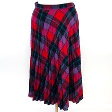 Vtg Casual Corner Pink Purple Blue Plaid Wool Blend Skirt   Womens 6