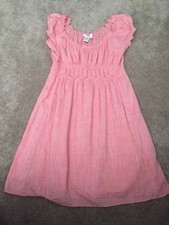 Womens Studio M Pink Cap Short Sleeve Dress Lined  Large 100% Cotton
