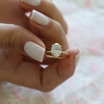 14K Gold Plated 1.00Ct Round Cut Lab Created Diamond Solitaire Wedding Ring