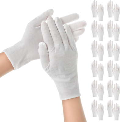 12 Pairs White Cotton Gloves for Dry Hands Moisturizing Overnight Gloves  Thin Co