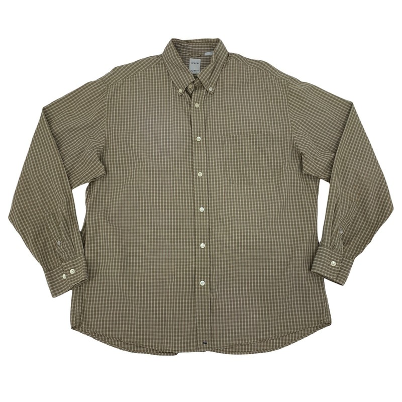 J.Crew Button Down Collar Shirt Men's Size L Stone Gray Long Sleeve 100% Cotton