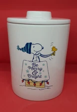 Peanuts Worldwide LLC White Ceramic Cookie Jar Snoopy Merry & Bright