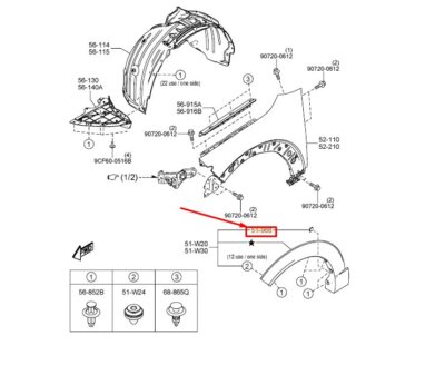 MAZDA CX-30 DM Wheel Opening Molding Protector TK7851954 NEW