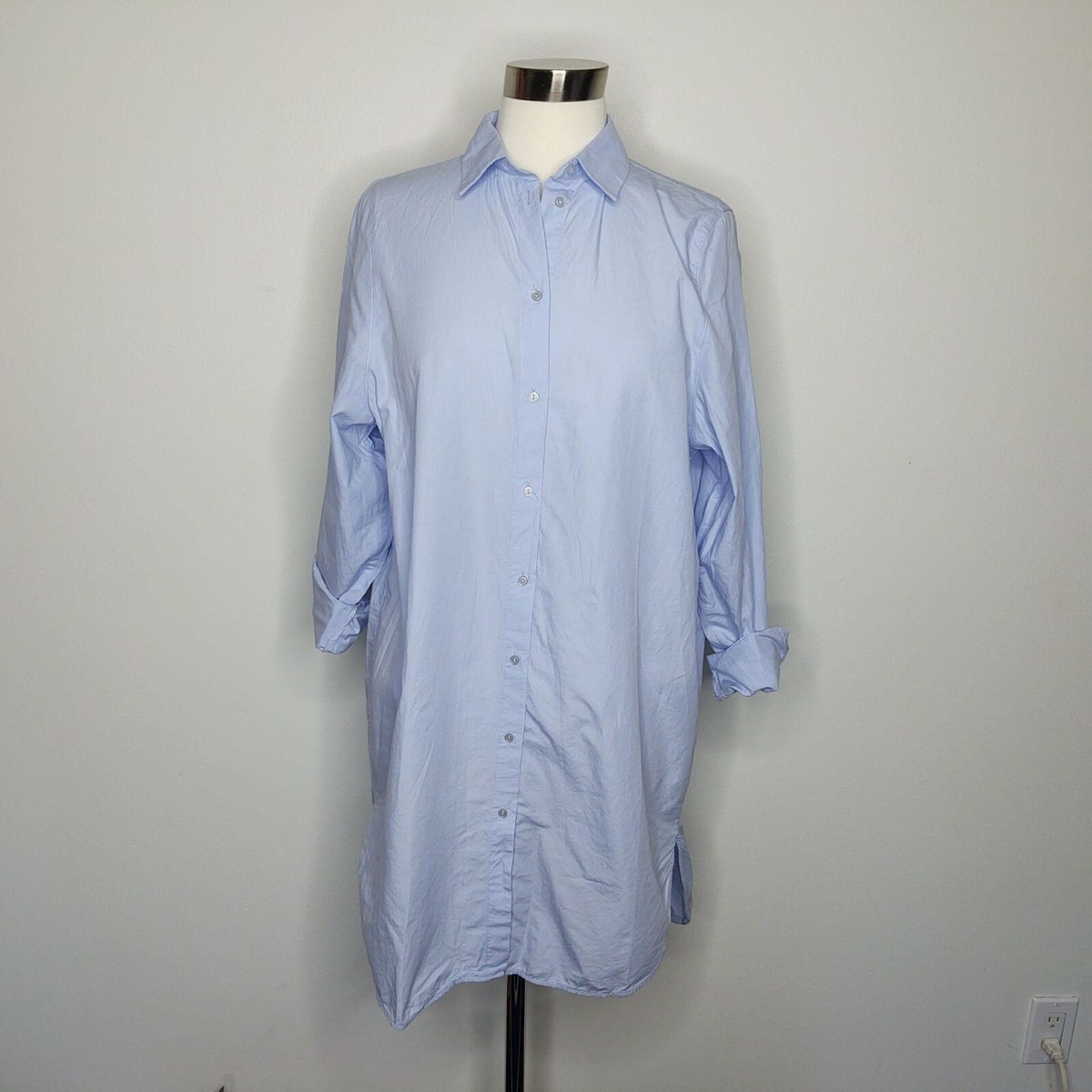 h&m cotton shirt dress Women's Light blue Cotton Shirt Dress