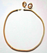 PARURE COLLIER Boucle d'oreille clou doré serpent NEUF vintage