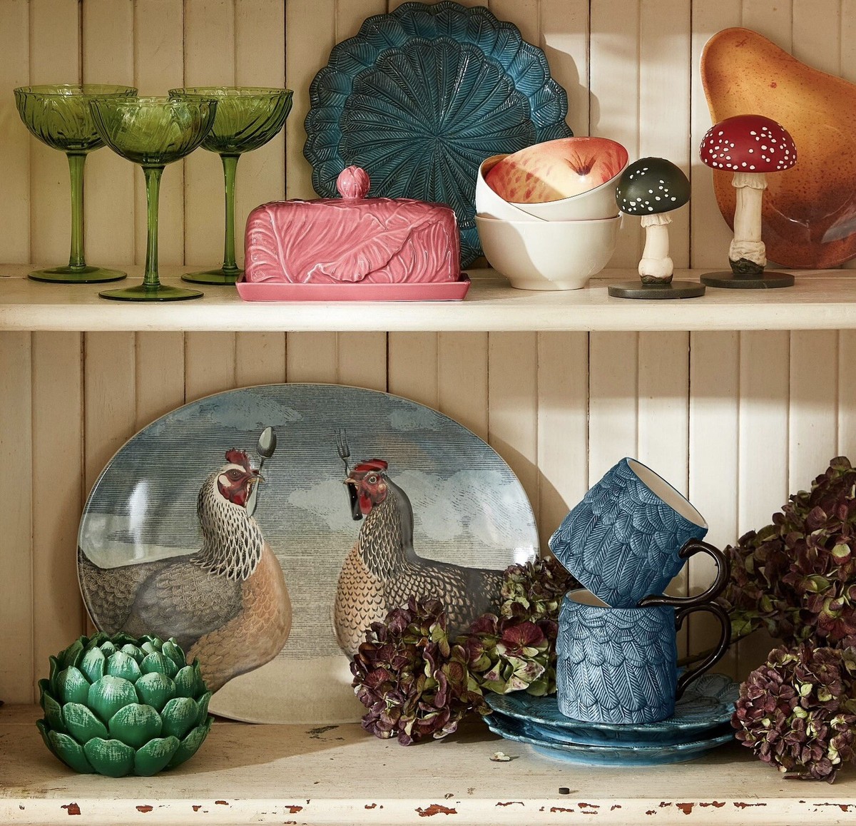 John Derian Hungry Chicken Stoneware Oval Serving Plater 15” X 11