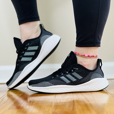 Adidas Fluidflow 2.0 Women s Size 7.5 Sneaker Running Shoe Black Athletic #286