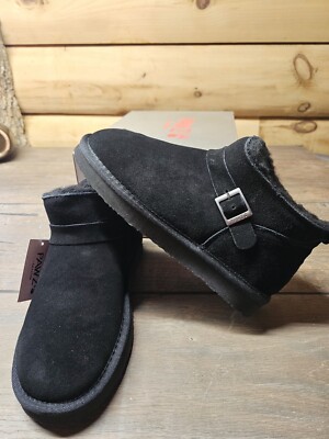 PAWZ by Bearpaw Casual Boots Shorty Suede Rubber Outsole Amy Womens Size 6 Black
