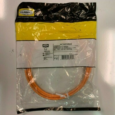 NEW! HUBBEL HC5EOR05 Speedgain, CAT5E, Slim, 5', Orange Ethernet