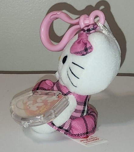 Ty Beanie Baby HELLO KITTY ROSA TARTÁN CUADROS MONOS Clip para llaves 3" NUEVO MWMTs - Imagen 3 de 7
