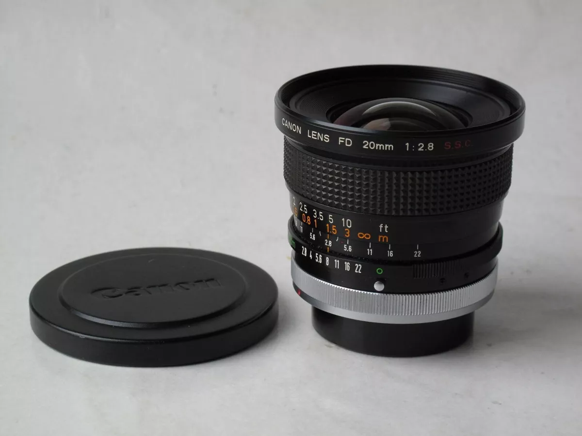 canon fd 20mm f:2.8 S.S.C. lens with caps US SELLER 