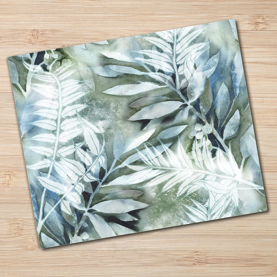 Cubierta de vitrocerámica de inducción de vidrio acuarela pintadas hojas tropicales 60x52 Foto 2 de 4