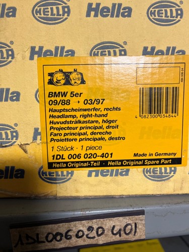 BMW 5 E34 FANALE ANTERIORE DX LEFT FRONT LIGHT HELLA 1DL006020-401 - Imagen 2 de 2