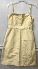 J Crew 100% Silk Dress Yellow Bow accent Sleeveless Removable Straps Dress 10P