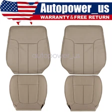 Driver Passenger PERFORATED Leather Seat Cover Tan For 09-14 Ford F150 Lariat