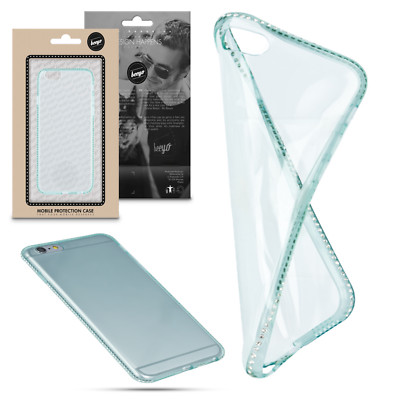 ^ Bumper Frame Bling Glitzer Strass Diamant Back Cover Apple iPhone 6 Plus Grün