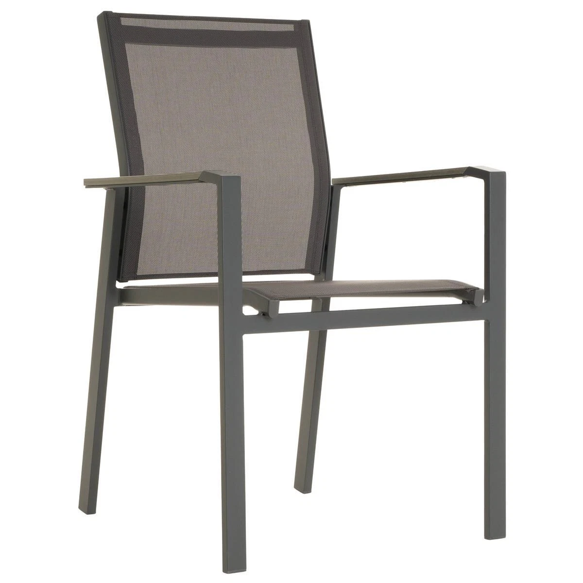 Juego de 2 sillas de jardín silla apilable silla de terraza silla de playa antracita aluminio Teslin