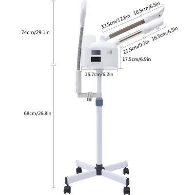 Pro 3 in 1 Facial Steamer 5X Magnifying Lamp Hot& Cold Ozone