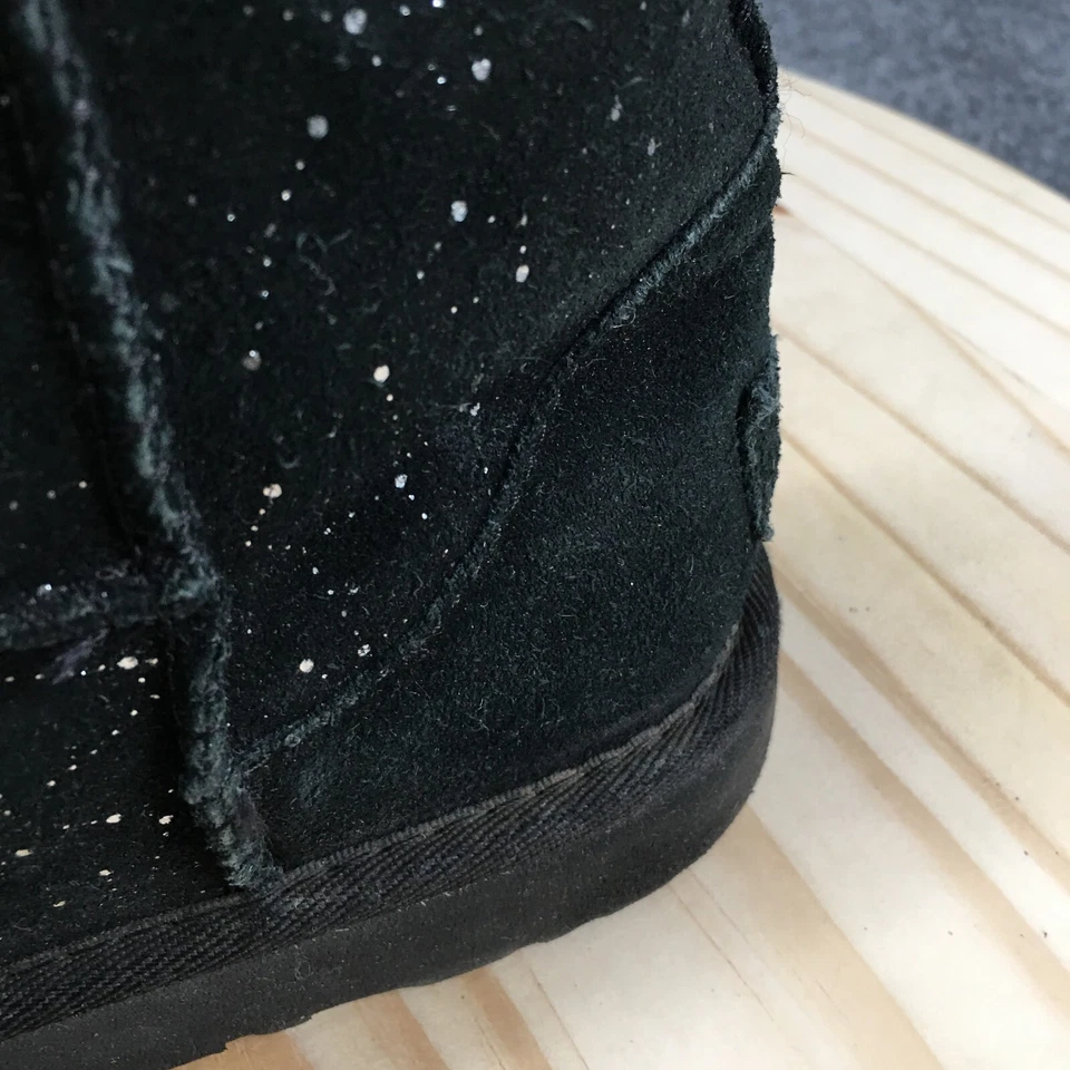 UGG Boots Youth 4 Women 5.5 Classic Short Constellation Winter Flats Black Suede - Image 3 of 4