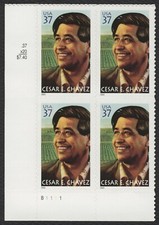 #3781 Cesar Chavez, Plate Block [B1111 LL] Mint **ANY 5=FREE SHIPPING**