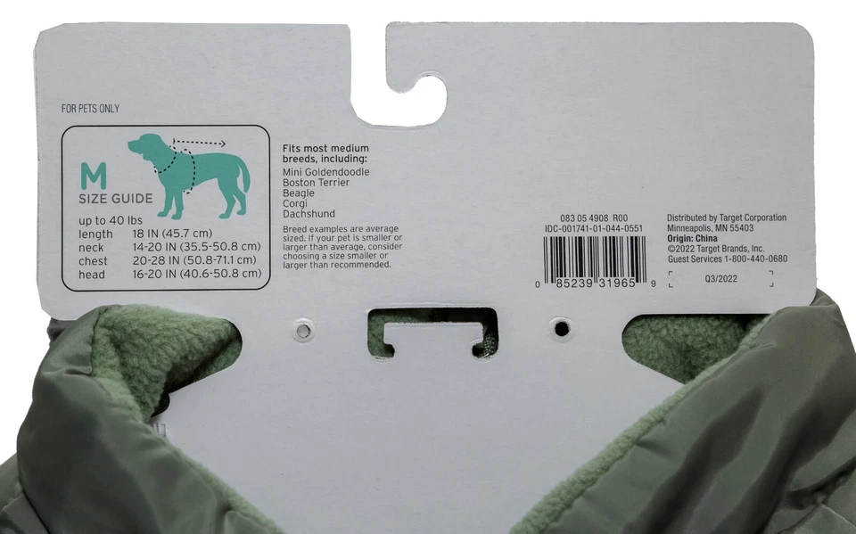 Boots & Barkley Medium Dog Green Puffer Jacket Vest w Buckle Fits Up to 40 lbs - Image 3 of 4