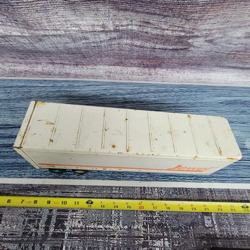 Vintage Ertl Pressed steel jewel semi trailer w/plastic single door white/orange - Image 2 of 4