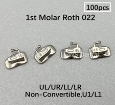 100PCS Dental Orthodontic Buccal Tubes Bracket Braces 1st Molar Roth 022 Non-Con
