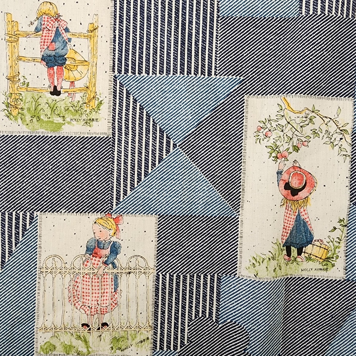 うゆ HTF! 2 Yards American Greetings Holly Hobbie Fabric Denim