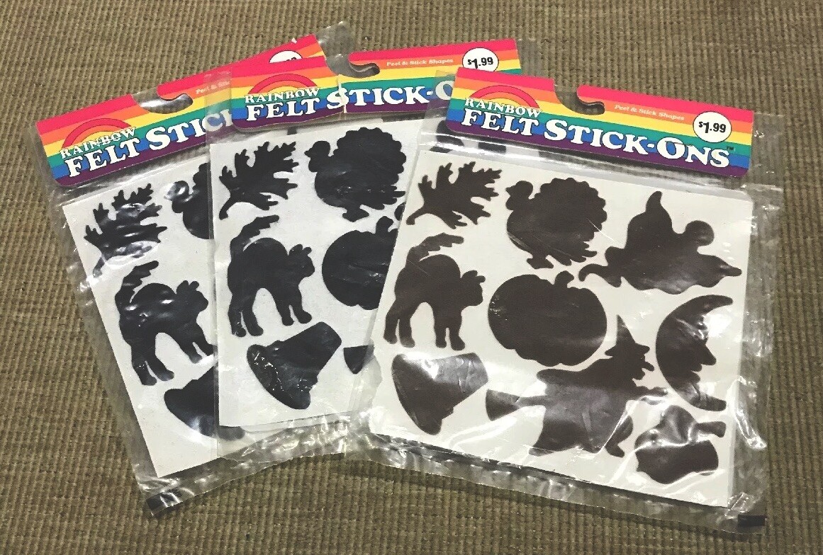 Halloween Thanksgiving 3 New Vintage 1973 Rainbow Felt Stick Ons eBay